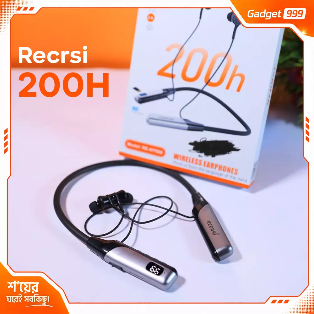 Recrsi RE-NY060 Wireless Bluetooth Neckband 200 Hours Backup
