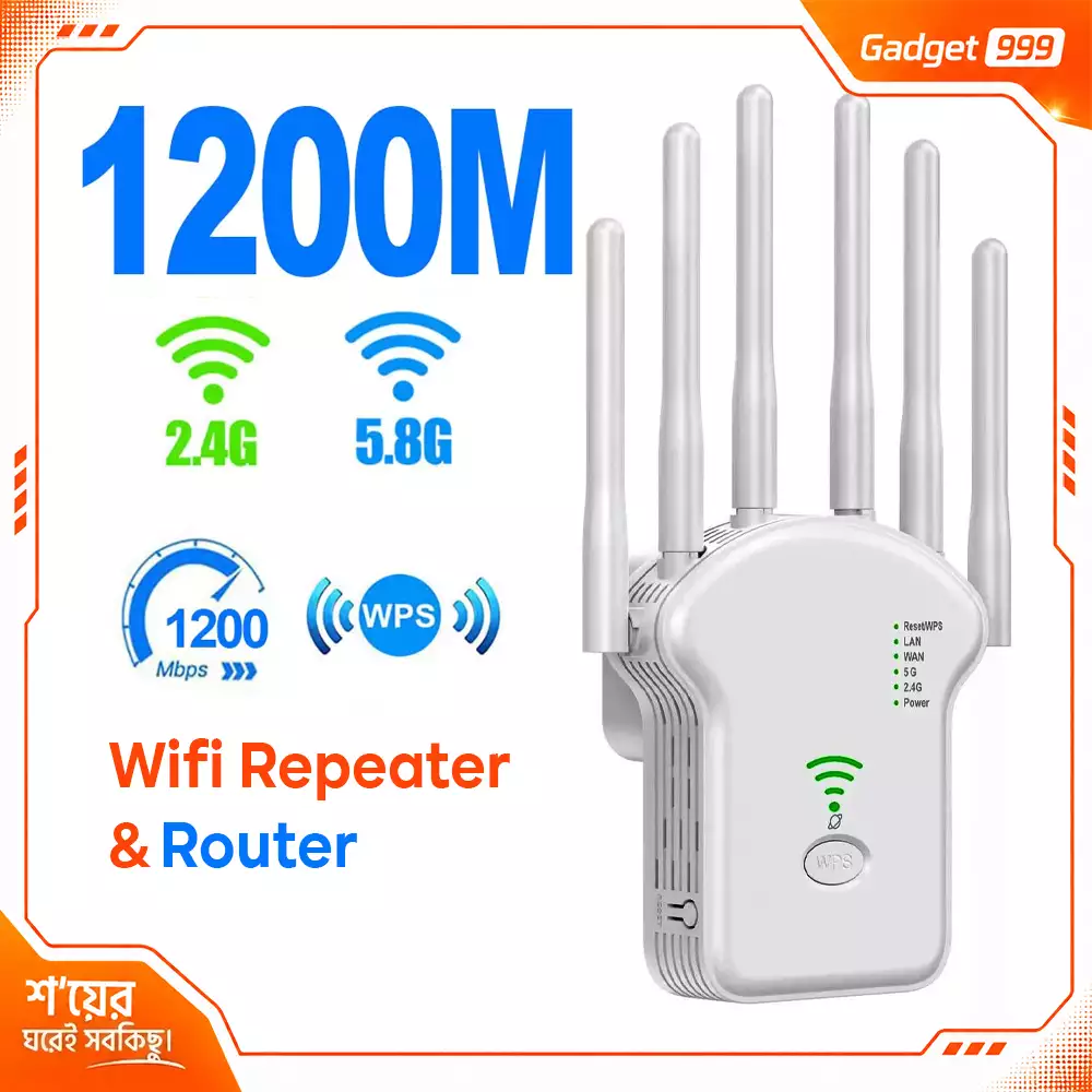 3-in-1 WiFi Range Extender Repeater Router with 6 Antenna